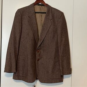 Vintage Yves Saint Laurent Wool Tweed Brown Sport Coat Blazer Size 44R